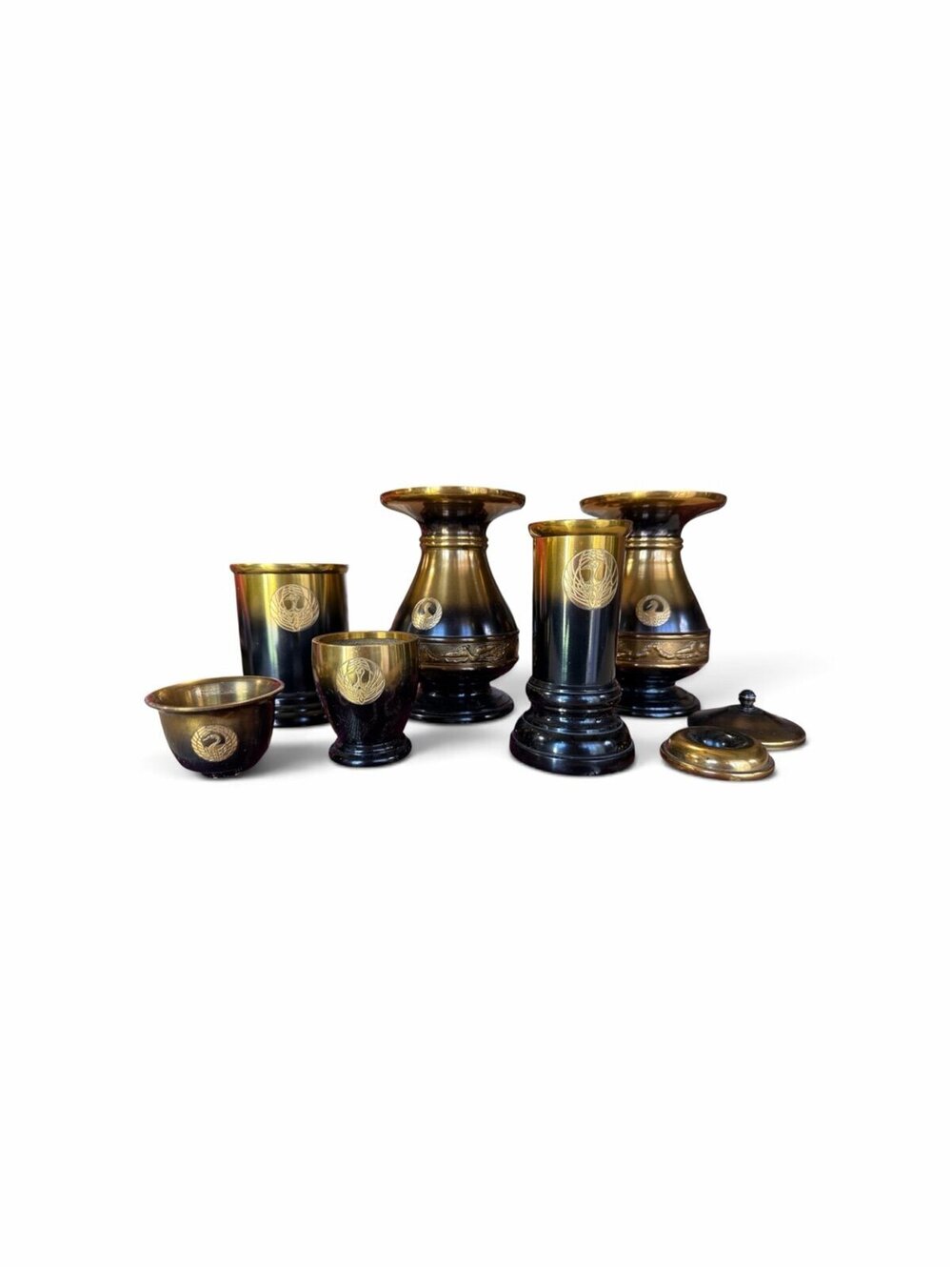 Vintage Gold and Black Decorative Buddhist incense holders